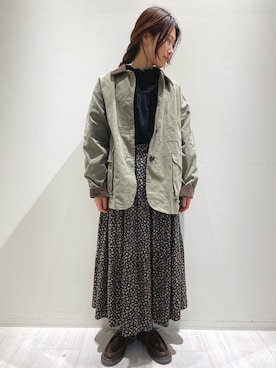 「レースブラウス」｜「アイテム（ブルゾン）」を使った、キノシタさん（レディース・158cm）の冬コーディネート
