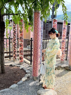 「アイテム（浴衣、グリーン系）」を使った、ともみさん（レディース・163cm）の夏コーディネート