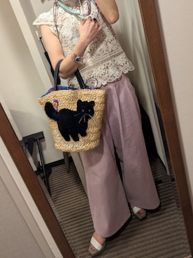 「アイテム（ハンチング/ベレー帽）」を使った、しーばいあろえさん（レディース・157cm）の夏コーディネート