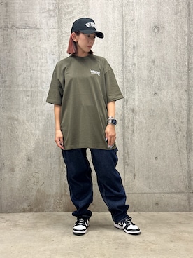 「AVIREX（アヴィレックス）のアイテム」を使った、Mizukiさん（レディース・158cm）の夏コーディネート