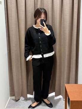 「LOWRYS FARM（ローリーズファーム）のバレエシューズ 1049086（バレエシューズ、ブラック系）」を使った、kazuponさん（レディース・153cm）の秋コーディネート