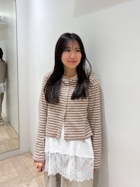 「LOWRYS FARM（ローリーズファーム）のマルチＷＡＹカットカーディガンＬＳ　660723（カーディガン/ボレロ、ベージュ系）」を使った、kazuponさん（レディース・153cm）の春コーディネート