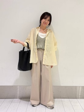「LOWRYS FARM（ローリーズファーム）のイージーバギーデニム　601067（デニムパンツ、ベージュ系）」を使った、kazuponさん（レディース・153cm）の春コーディネート