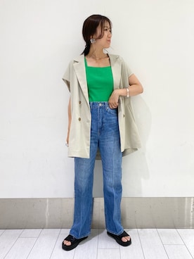 「フレアデニム」｜kazuponさん（レディース・153cm）の夏コーディネート