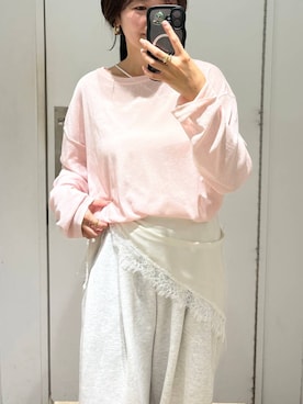 「LOWRYS FARM（ローリーズファーム）のカットイージーコクーンパンツ　292362（スウェットパンツ、グレー系）」を使った、kazuponさん（レディース・153cm）の夏コーディネート