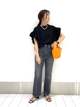 「フレアデニム」｜kazuponさん（レディース・153cm）の夏コーディネート