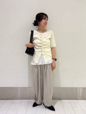 「LOWRYS FARM（ローリーズファーム）のニットパンプス 635642（パンプス、ブラック系）」を使った、kazuponさん（レディース・153cm）の春コーディネート