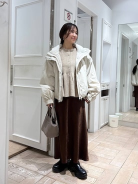 「アイテム（カーディガン/ボレロ）」を使った、kazuponさん（レディース・153cm）の冬コーディネート