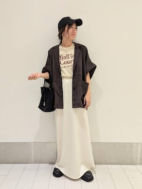 「LOWRYS FARM（ローリーズファーム）のＣＡＳＵＡＬＣＬＡＳＳＩＣ２５ 283907（キャップ）」を使った、kazuponさん（レディース・153cm・30代）の夏コーディネート