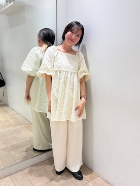 「LOWRYS FARM（ローリーズファーム）のメタルバレッタ　265411（バレッタ/ヘアクリップ、ゴールド系）」を使った、kazuponさん（レディース・153cm）の春コーディネート