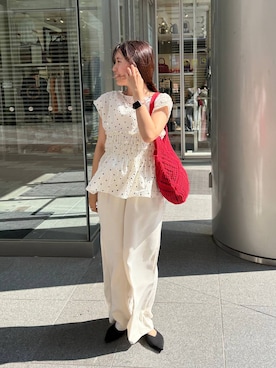 「LOWRYS FARM（ローリーズファーム）のニットパンプス 635642（パンプス、ブラック系）」を使った、kazuponさん（レディース・153cm）の夏コーディネート