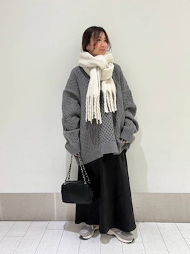 「アイテム（ストール/ショール）」を使った、kazuponさん（レディース・153cm・30代）の冬コーディネート