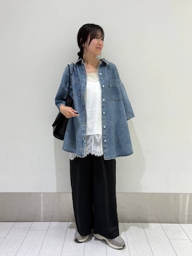 「LOWRYS FARM（ローリーズファーム）のソウバリスクエアタンクトップ　294378（タンクトップ、ゴールド系）」を使った、kazuponさん（レディース・153cm）の春コーディネート