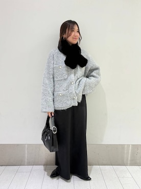 「アイテム（ネックウォーマー/スヌード）」を使った、kazuponさん（レディース・153cm）の冬コーディネート