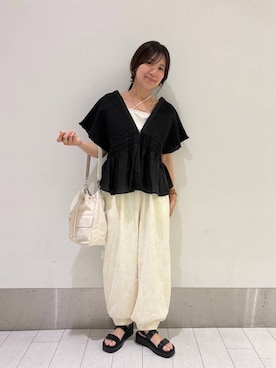 「LOWRYS FARM（ローリーズファーム）のアイテム（ショルダーバッグ）」を使った、kazuponさん（レディース・153cm）の夏コーディネート