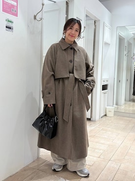 「アイテム（ステンカラーコート）」を使った、kazuponさん（レディース・153cm・30代）の冬コーディネート