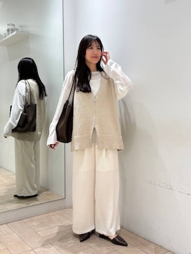 「LOWRYS FARM（ローリーズファーム）のＵＳＥＦＵＬシアープルオーバー　580950（Tシャツ/カットソー、ホワイト系）」を使った、kazuponさん（レディース・153cm）の春コーディネート