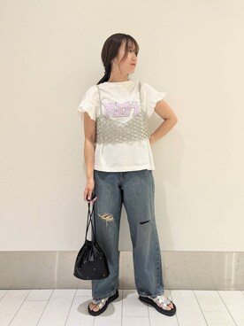 「アイテム（その他トップス、シルバー系）」を使った、kazuponさん（レディース・153cm）の春コーディネート