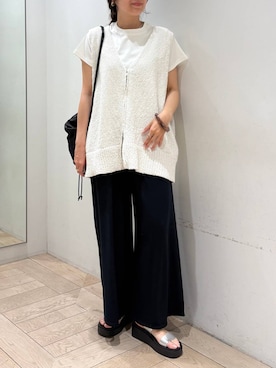 「LOWRYS FARM（ローリーズファーム）のフライスチビＴＥＥ 637055（Tシャツ/カットソー、ホワイト系）」を使った、kazuponさん（レディース・153cm）の春コーディネート