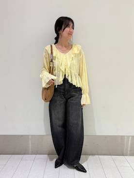 「LOWRYS FARM（ローリーズファーム）のソウバリスクエアタンクトップ　294378（タンクトップ、ゴールド系）」を使った、kazuponさん（レディース・153cm）の春コーディネート