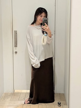 「LOWRYS FARM（ローリーズファーム）のパールタレンネックレス　249411（ネックレス）」を使った、kazuponさん（レディース・153cm・30代）の夏コーディネート