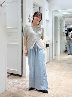「LOWRYS FARM（ローリーズファーム）のイージーバギーデニム　601067（デニムパンツ、ブルー系）」を使った、kazuponさん（レディース・153cm）の春コーディネート