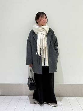 「体型カバー」｜「アイテム（ジャケット/アウター）」を使った、kazuponさん（レディース・153cm）の冬コーディネート