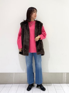 「ローリーズファーム(LOWRYS FARM)」｜「アイテム（その他アウター）」を使った、kazuponさん（レディース・153cm）の冬コーディネート