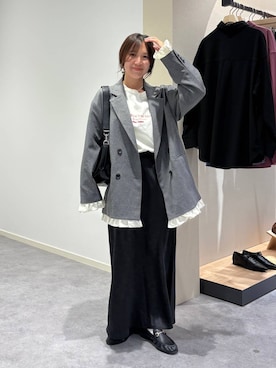 「LOWRYS FARM（ローリーズファーム）の【500mlペットボトル収納可】フラップショルダーＢＡＧ 1046881（ショルダーバッグ、ブラック系）」を使った、kazuponさん（レディース・153cm）の秋コーディネート