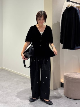 「アイテム（ノーカラーコート、ブラック系）」を使った、kazuponさん（レディース・153cm）の秋コーディネート