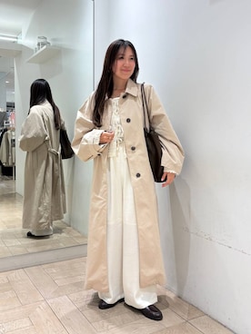 「アイテム（ステンカラーコート）」を使った、kazuponさん（レディース・153cm・30代）の春コーディネート