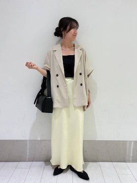 「アイテム（ネックレス、ベージュ系）」を使った、kazuponさん（レディース・153cm）の春コーディネート