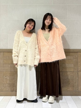 「アイテム（カーディガン/ボレロ、ピンク系）」を使った、kazuponさん（レディース・153cm）の秋コーディネート