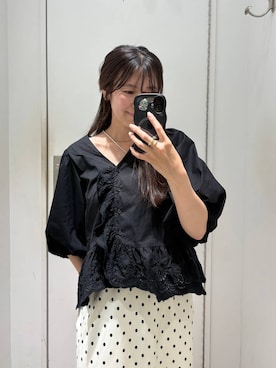 「LOWRYS FARM（ローリーズファーム）のニットパンプス 635642（パンプス、ブラック系）」を使った、kazuponさん（レディース・153cm）の春コーディネート