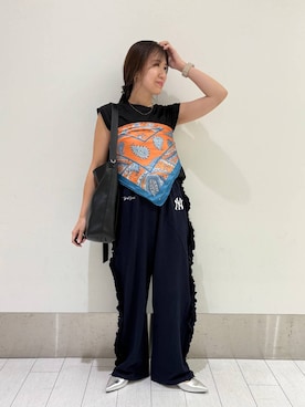 「アイテム（スウェットパンツ）」を使った、kazuponさん（レディース・153cm・30代）の夏コーディネート