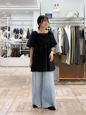 「LOWRYS FARM（ローリーズファーム）のニットパンプス 635642（パンプス、ブラック系）」を使った、kazuponさん（レディース・153cm）の春コーディネート