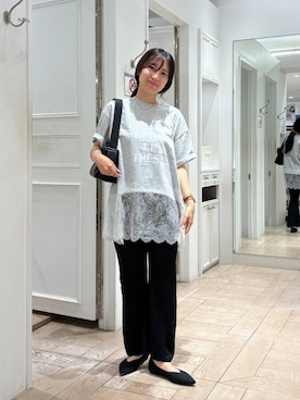 「LOWRYS FARM（ローリーズファーム）のニットパンプス 635642（パンプス、ブラック系）」を使った、kazuponさん（レディース・153cm）の春コーディネート