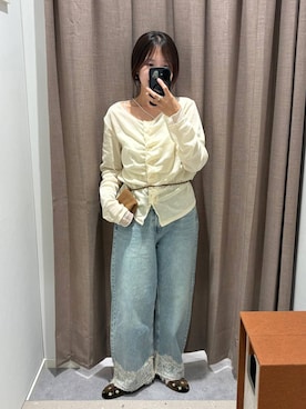 「LOWRYS FARM（ローリーズファーム）のバレエシューズ 1049086（バレエシューズ、ブラウン系）」を使った、kazuponさん（レディース・153cm）の秋コーディネート