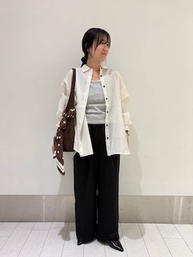 「LOWRYS FARM（ローリーズファーム）のヤワラカルイ２ＷＡＹショルダーＢＡＧ 115210（ショルダーバッグ、ブラウン系）」を使った、kazuponさん（レディース・153cm）の春コーディネート