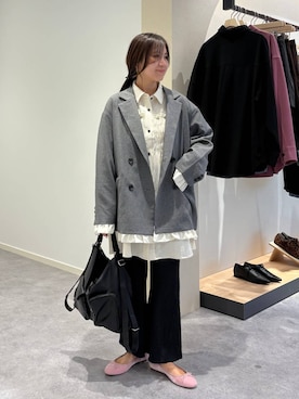 「LOWRYS FARM（ローリーズファーム）のシャーリングミニワンピース　1048989（ワンピース、ホワイト系）」を使った、kazuponさん（レディース・153cm）の秋コーディネート