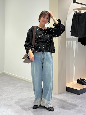 「LOWRYS FARM（ローリーズファーム）の【500mlペットボトル収納可】フラップショルダーＢＡＧ 1046881（ショルダーバッグ、ブラウン系）」を使った、kazuponさん（レディース・153cm）の秋コーディネート