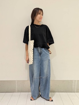 「LOWRYS FARM（ローリーズファーム）のLFガラトートBAG 284403（トートバッグ）」を使った、kazuponさん（レディース・153cm・30代）の夏コーディネート