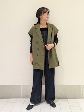「ローリーズファーム(LOWRYS FARM)」｜「アイテム（オールインワン・サロペット）」を使った、kazuponさん（レディース・153cm）の春コーディネート