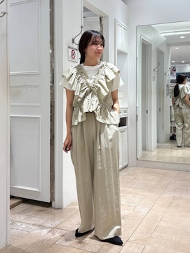 「LOWRYS FARM（ローリーズファーム）のニットパンプス 635642（パンプス、ブラック系）」を使った、kazuponさん（レディース・153cm）の春コーディネート