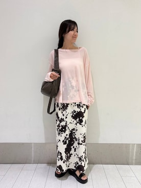 「LOWRYS FARM（ローリーズファーム）のストレッチサテンスカート　 290120（スカート、その他）」を使った、kazuponさん（レディース・153cm）の春コーディネート
