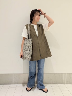 「アイテム（ベスト）」を使った、kazuponさん（レディース・153cm・30代）の夏コーディネート
