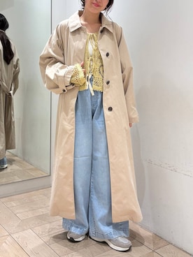 「アイテム（ステンカラーコート）」を使った、kazuponさん（レディース・153cm・30代）の春コーディネート