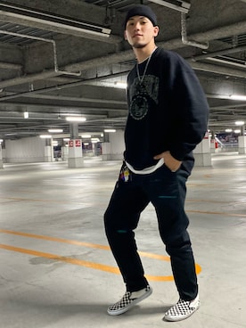 「CAMP7（キャンプセブン）のアイテム（パンツ）」を使った、ゆーぞさん（メンズ・175cm）の冬コーディネート