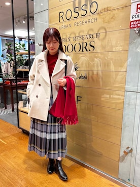 「スカートコーデ」｜「アイテム（ピーコート）」を使った、yamakanaさん（レディース・163cm）の冬コーディネート