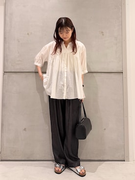 「URBAN RESEARCH DOORS（アーバンリサーチドアーズ）のリヨセルデニムイージーパンツ（デニムパンツ）」を使った、yamakanaさん（レディース・163cm）の夏コーディネート